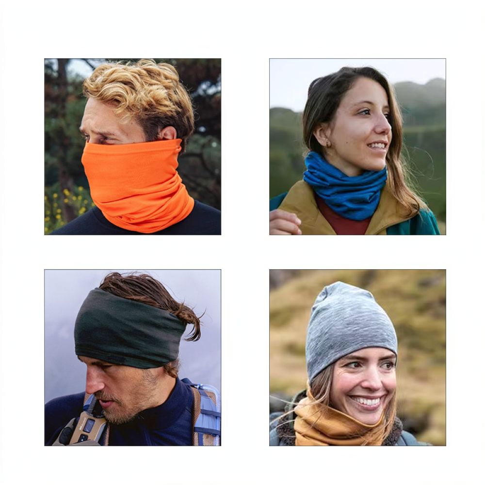 Cycling Buff Neck Warmer - 冬用、保温性に優れたメリノウール製、シームレスなチューブ型ネックウォーマー。アウトドア、ハイキング、フェイスマスク、通気性のあるサーマルヘッドバンド、サイクリングに最適。男女兼用。