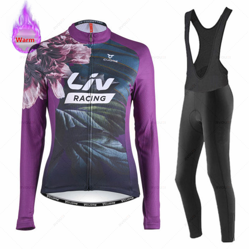 Cycling Gear For Winter - リヴ女性冬 Bicicleta セット屋外サーマルフリースサイクリング服ロードバイクシャツ MTB ジャージ自転車制服 Roupa