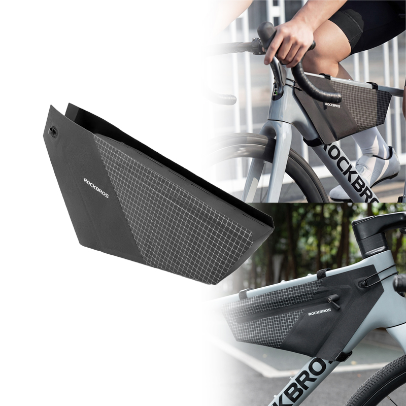 Cycling Gear Organizer - アウトドアサイクリングバイクバッグ 大容量 MTB ロードバイク用フレームバッグ 三角ポーチ ウォレットバッグ