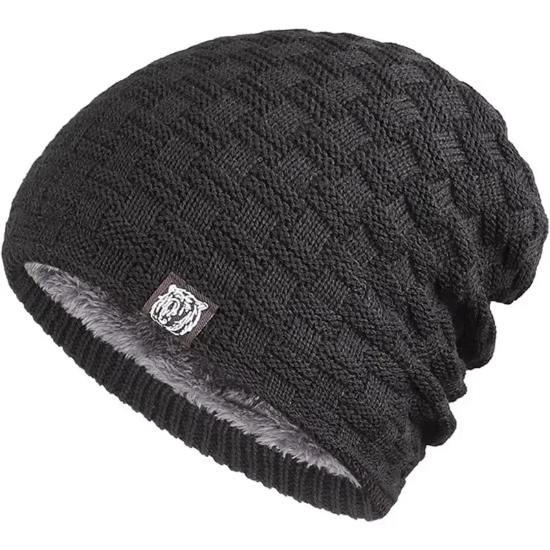 Cycling Gear Cold Weather - メンズプラッシュ裏地ビーニー冬帽子アウトドアスポーツ保温ニットスカリー帽子サイクリングキャンプキャップ防寒ギア