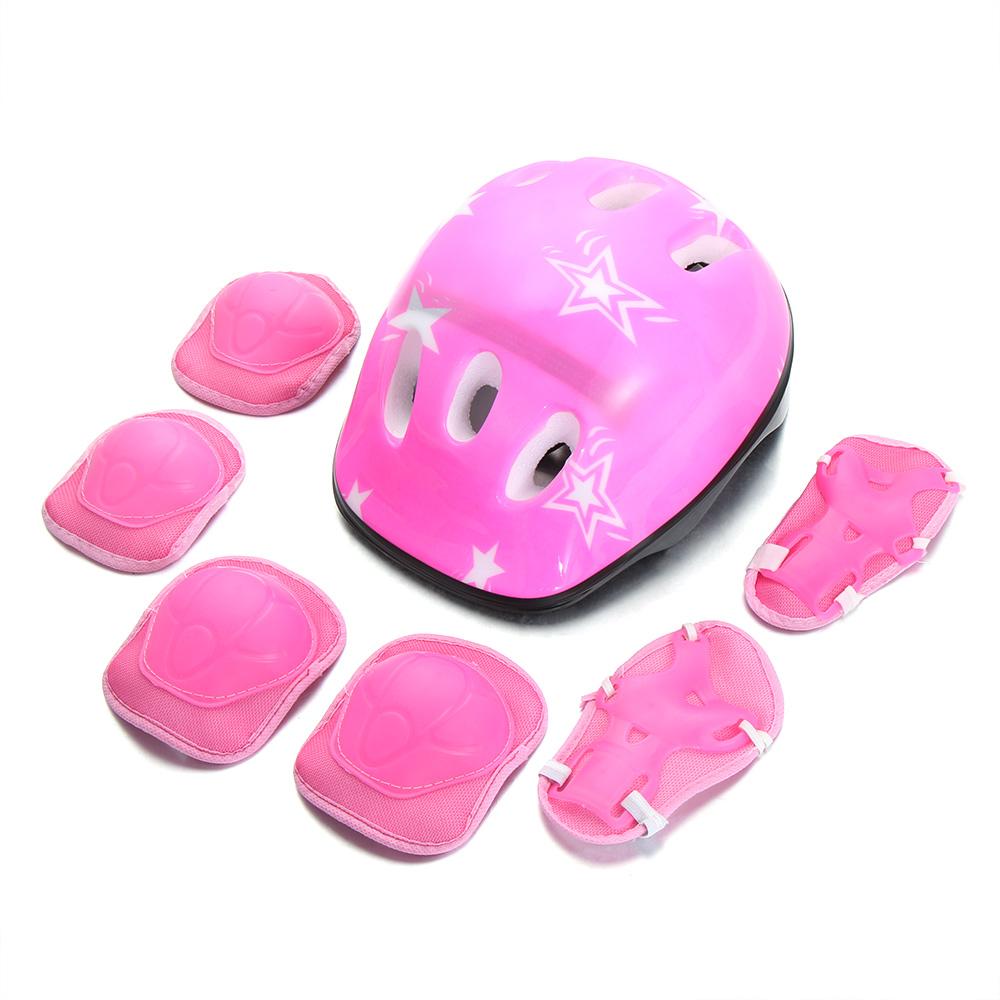 Cycling Safety Gear For Kids - 青赤ピンク自転車安全子供用スポーツガードセット スケートサイクリング子供用ヘルメット子供用保護具セット 膝肘パッドセット