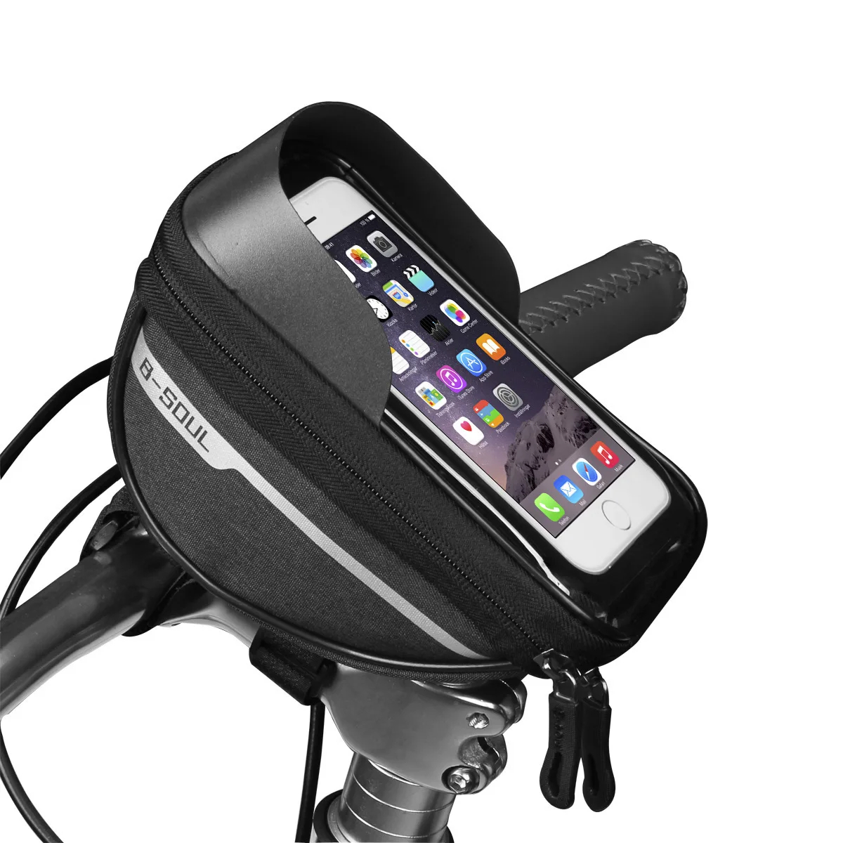 Cycling Gear Organizer - 防水タッチスクリーンバイクハンドルバーバッグ、サンシェードカバー付き、1Lポリエステル製サイクリング用携帯電話ポーチ