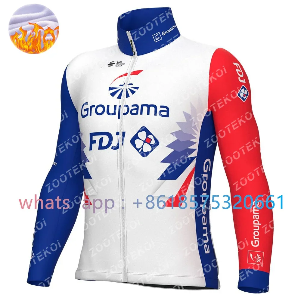 GROUPAMA FDJ チーム男性冬サイクリングジャージセ - Cycling Gear For Winter のレビューと価格