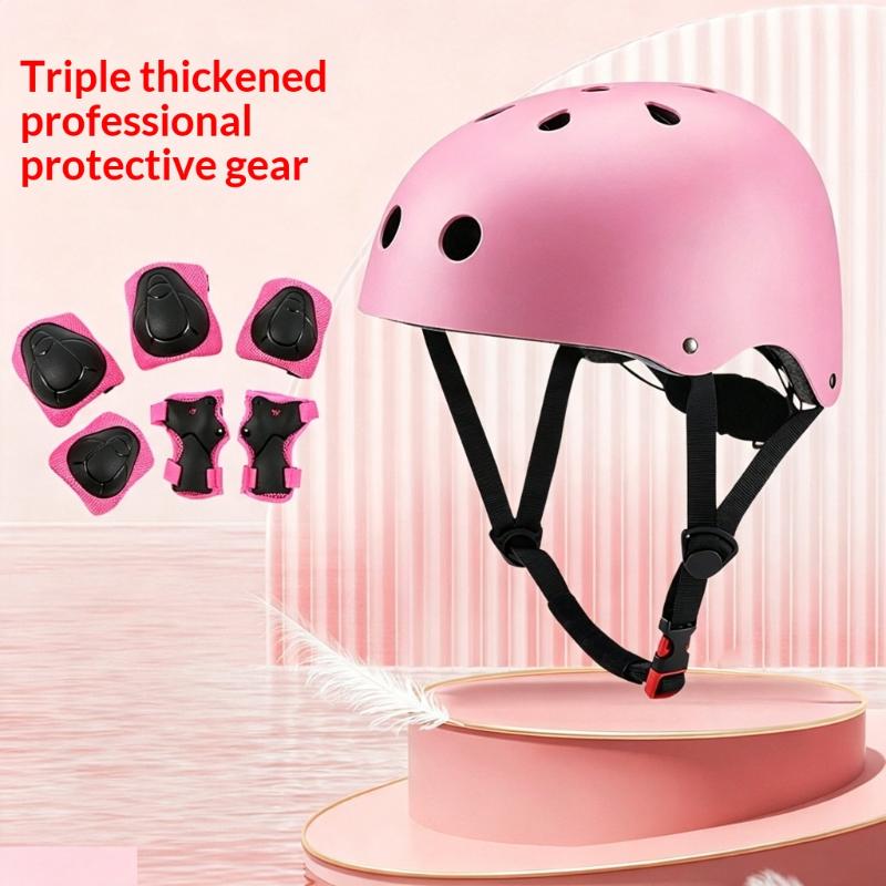7/6点セット 子供用安全ヘルメット 膝肘パッドセット サイ - Cycling Safety Gear For Kids のレビューと価格