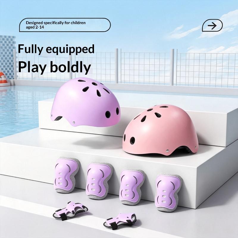 7/6点セット 子供用安全ヘルメット 膝肘パッドセット サイ - Cycling Safety Gear For Kids のレビューと価格