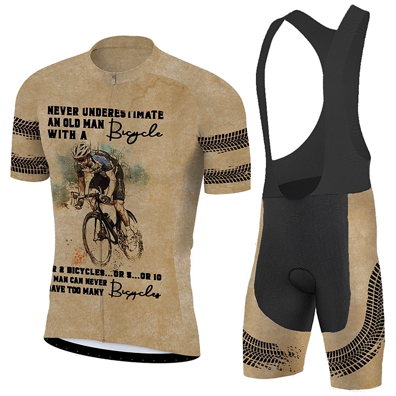 新しいサイクリングジャージセット男性半袖ビブショーツゲル通気 - Triathlon Cycling Kit のレビューと価格